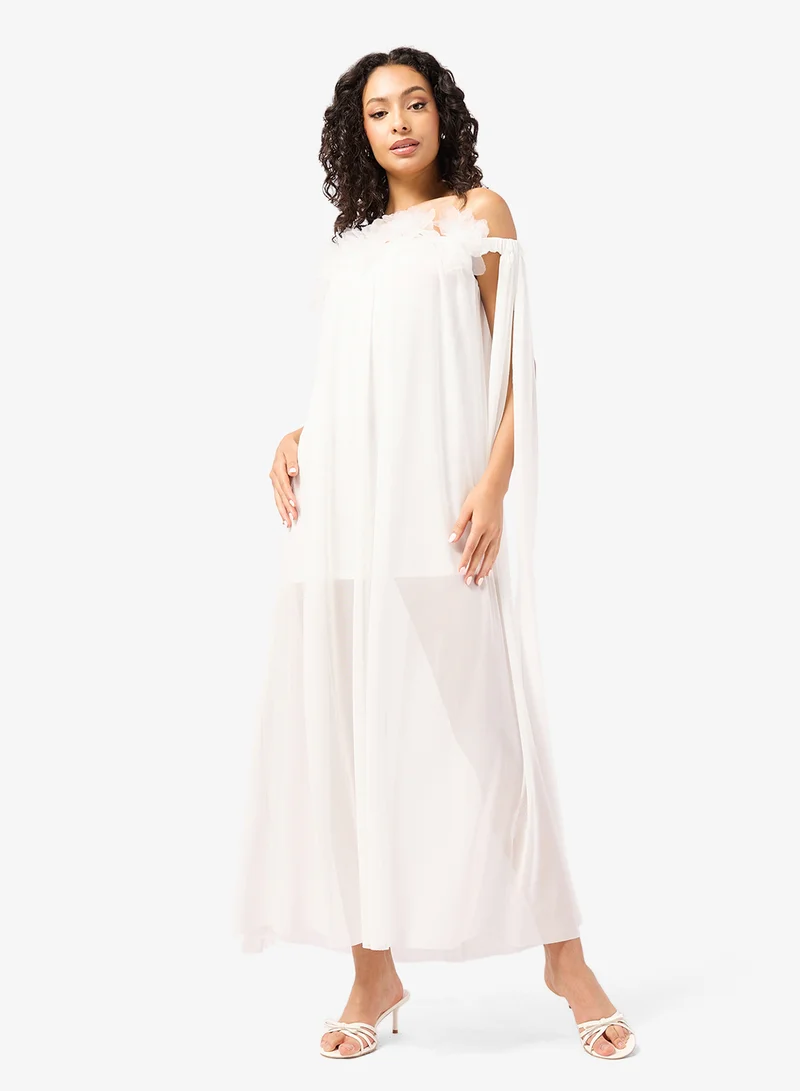 Ginger Off Shoulder Pleated Maxi Dress